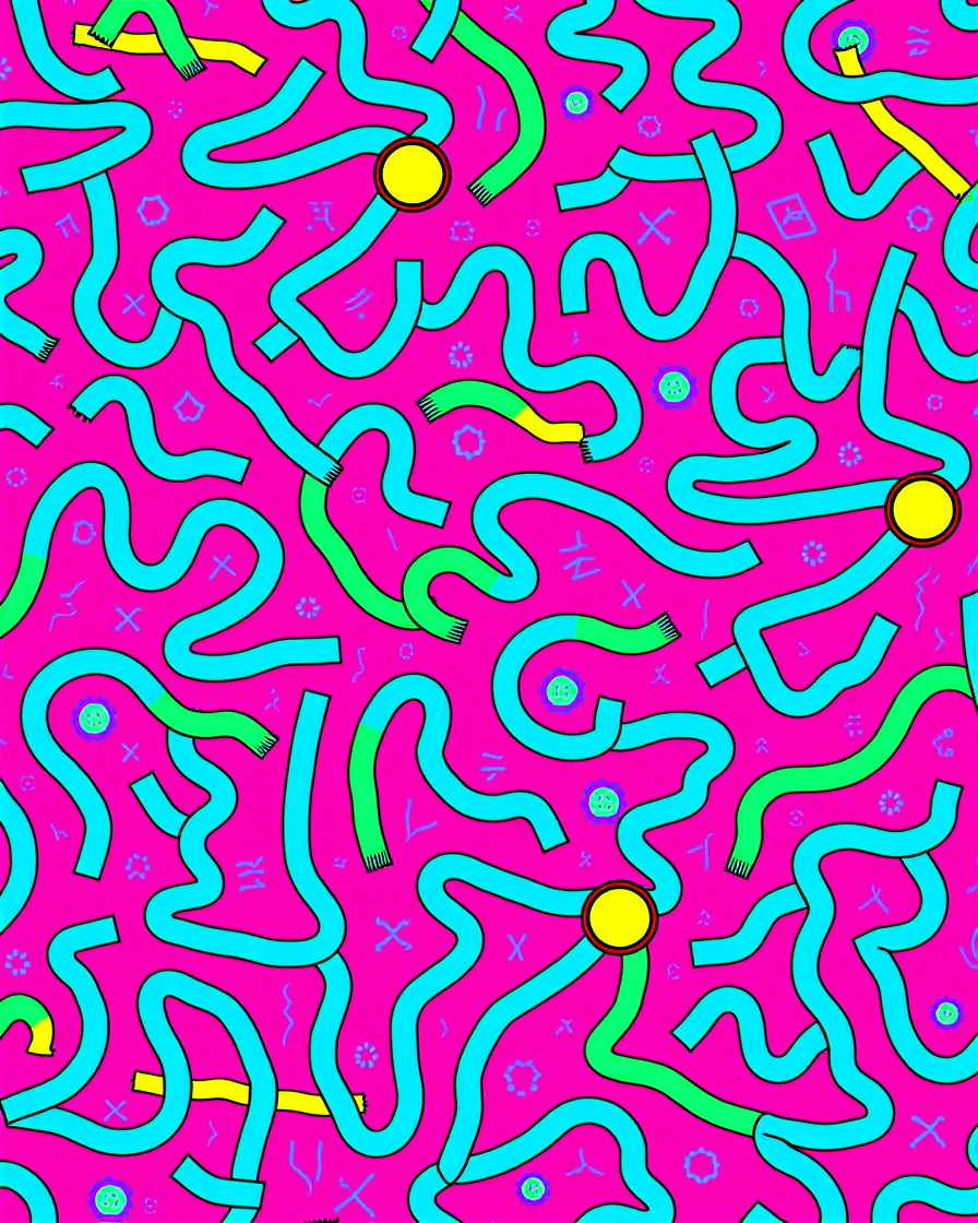 Whimsical Pink Maze Ribbon Rug