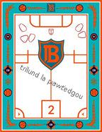 Teal Orange Shield Crest Emblem Rug