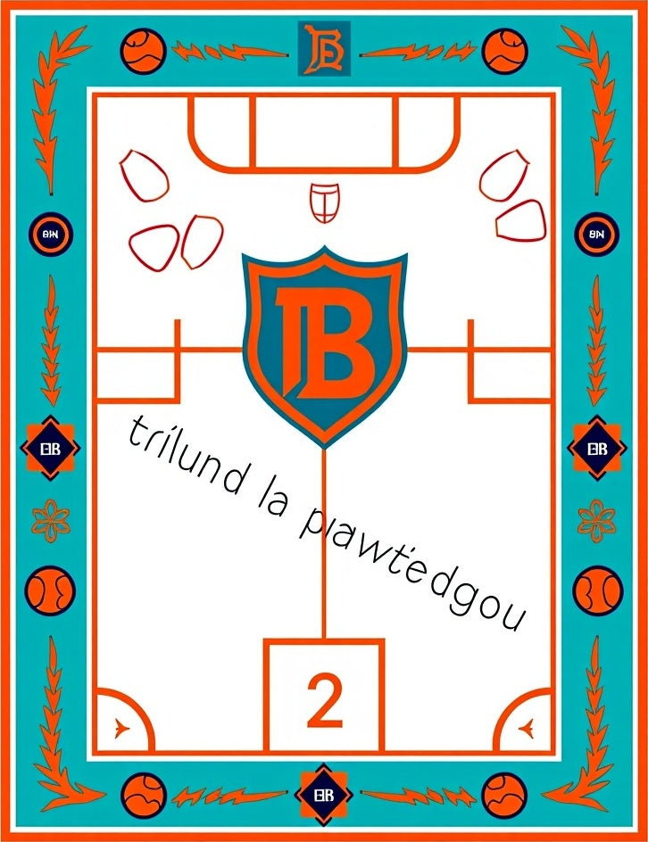 Teal Orange Shield Crest Emblem Rug
