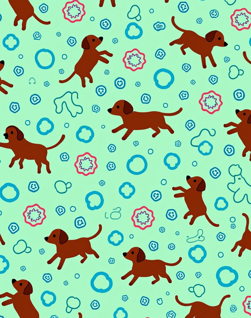 Brown Dachshunds with Blue Circles Rug