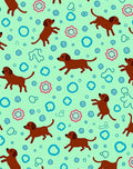 Brown Dachshunds with Blue Circles Rug