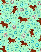Brown Dachshunds with Blue Circles Rug