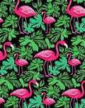 Tropical Pink Flamingos Lush Green Foliage Rug