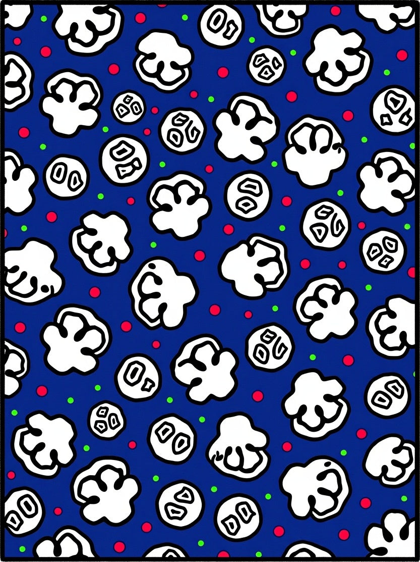White Popcorn Dots Blue Rug