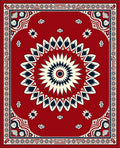 Crimson Starburst Floral Border Rug