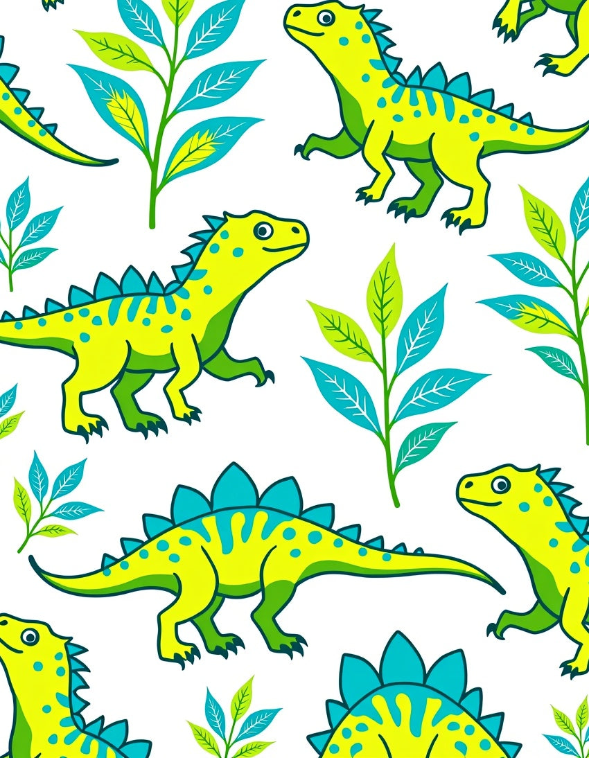Bright Yellow Dinosaur Plant Play Rug