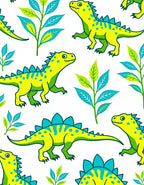 Bright Yellow Dinosaur Plant Play Rug