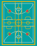Turquoise Court Geometric Abstract Rug