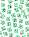 Teal Number Squares Repeating Pattern Rug