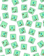 Teal Number Squares Repeating Pattern Rug
