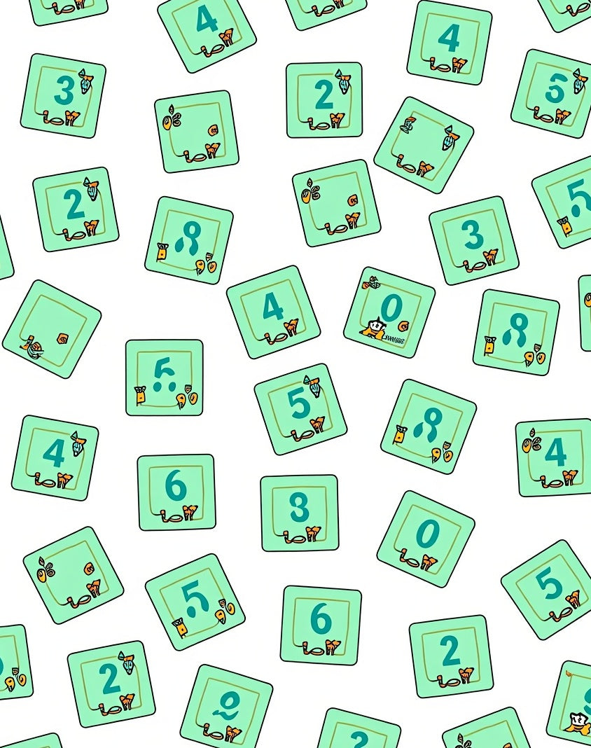 Teal Number Squares Repeating Pattern Rug