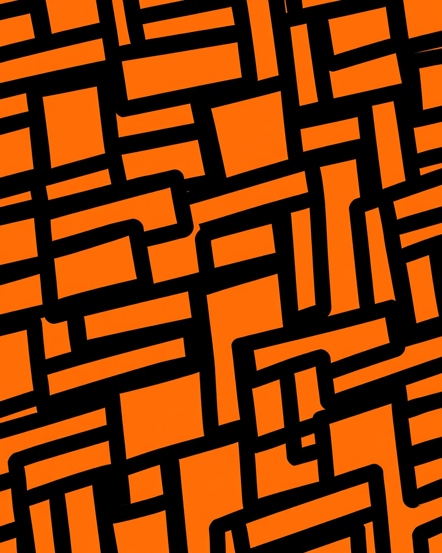 Bright Orange Geometric Labyrinth Rug