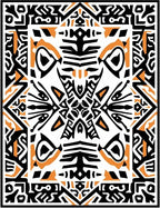 Bold Orange Tribal Geometric Medallion Rug