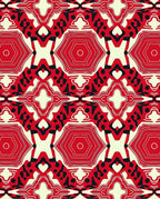 Retro Red Hexagonal Abstract Collage Rug