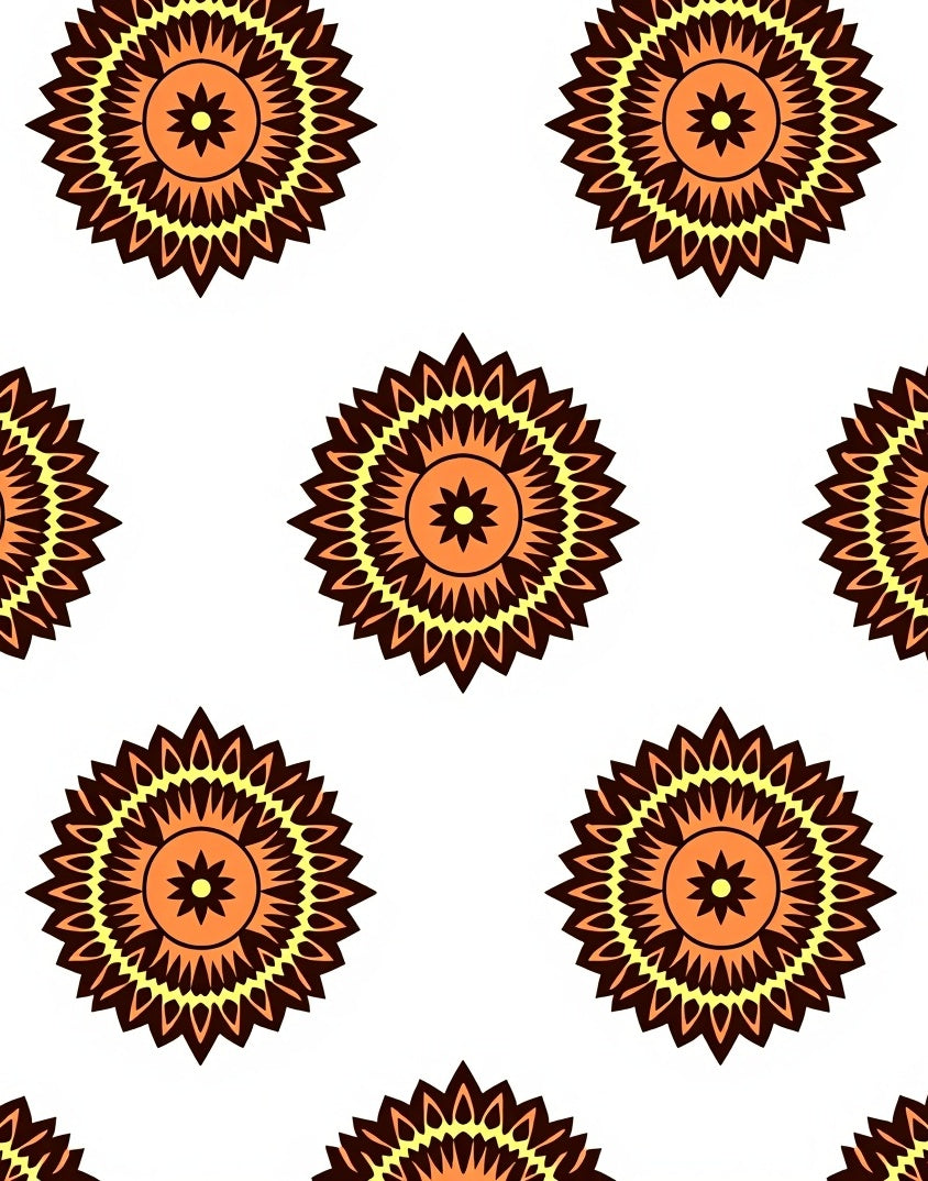 Orange Yellow Sunburst Medallion Rug