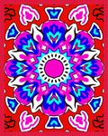 Vibrant Fuchsia Blue Red Mandala Rug