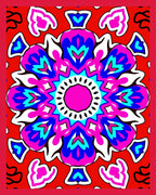 Vibrant Fuchsia Blue Red Mandala Rug