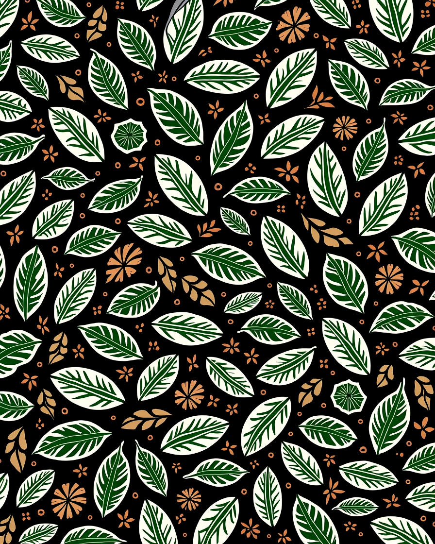 Tropical Green Leaves Autumn Bloom Rug
