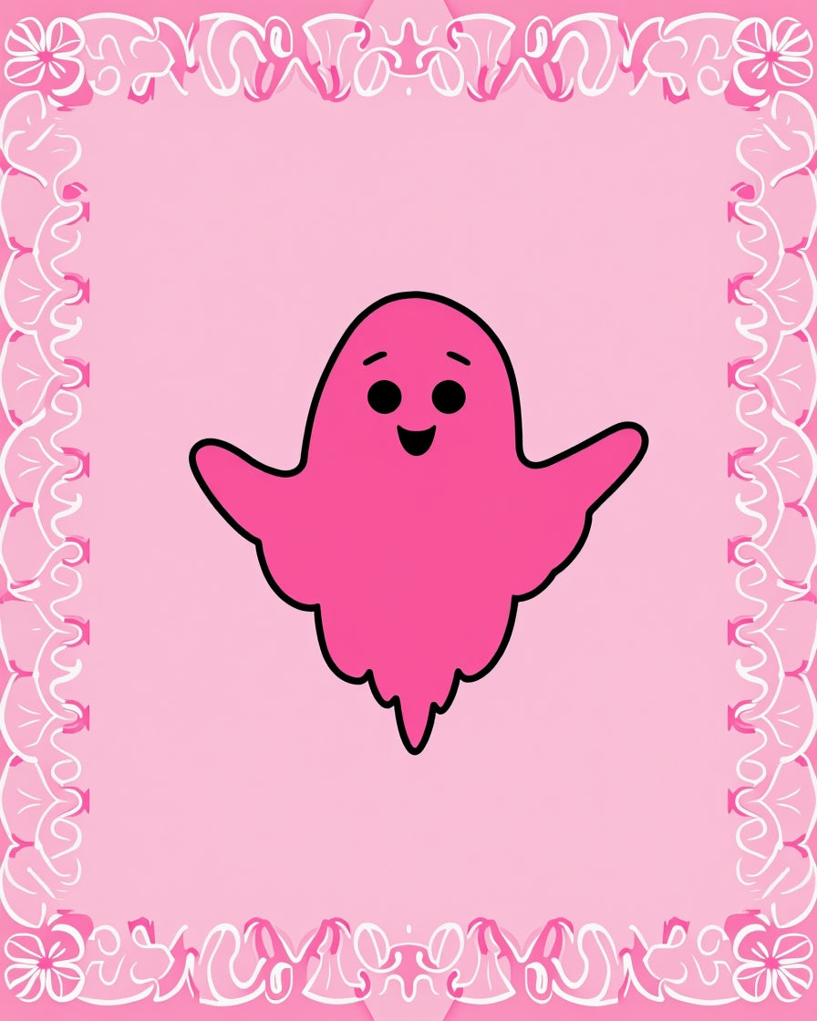 Sweet Pink Ghost Border Rug