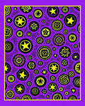 Vibrant Yellow Starbursts on Purple Background Rug