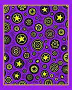 Vibrant Yellow Starbursts on Purple Background Rug
