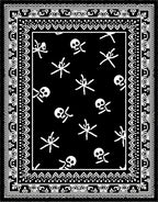 Black White Skull Spider Border Rug