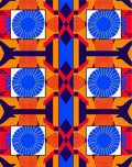 Bold Blue Mid Century Modern Geometric Rug