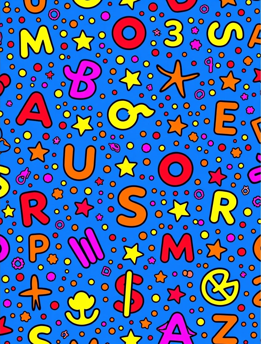 Vibrant Alphabet And Stars Scatter Rug