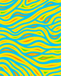 Bright Blue Yellow Orange Swirling Lines Rug