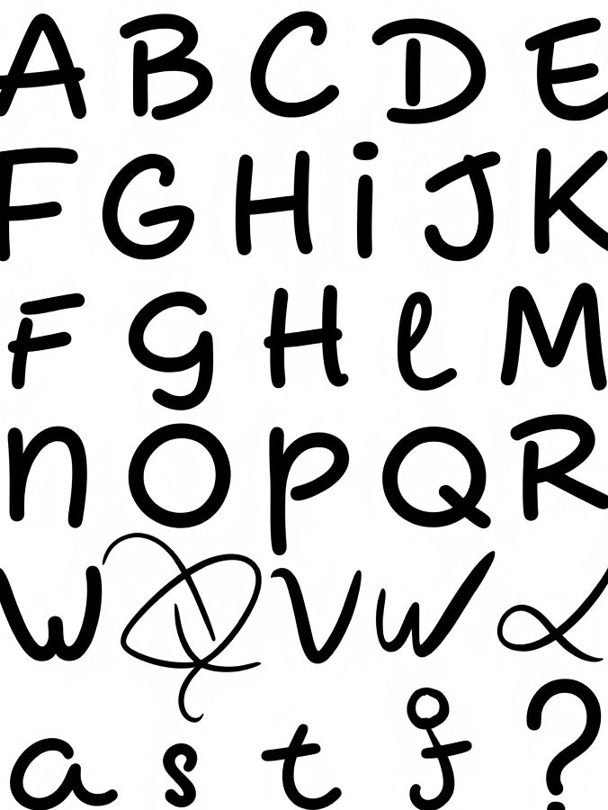 Bold Black Alphabet Brush Strokes Rug