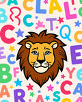 Cute Lion Alphabet Whimsical Stars Rug