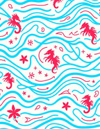 Coral Seahorse Aquatic Wave Rug