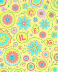 Groovy Yellow Floral Alphabet Medley Rug