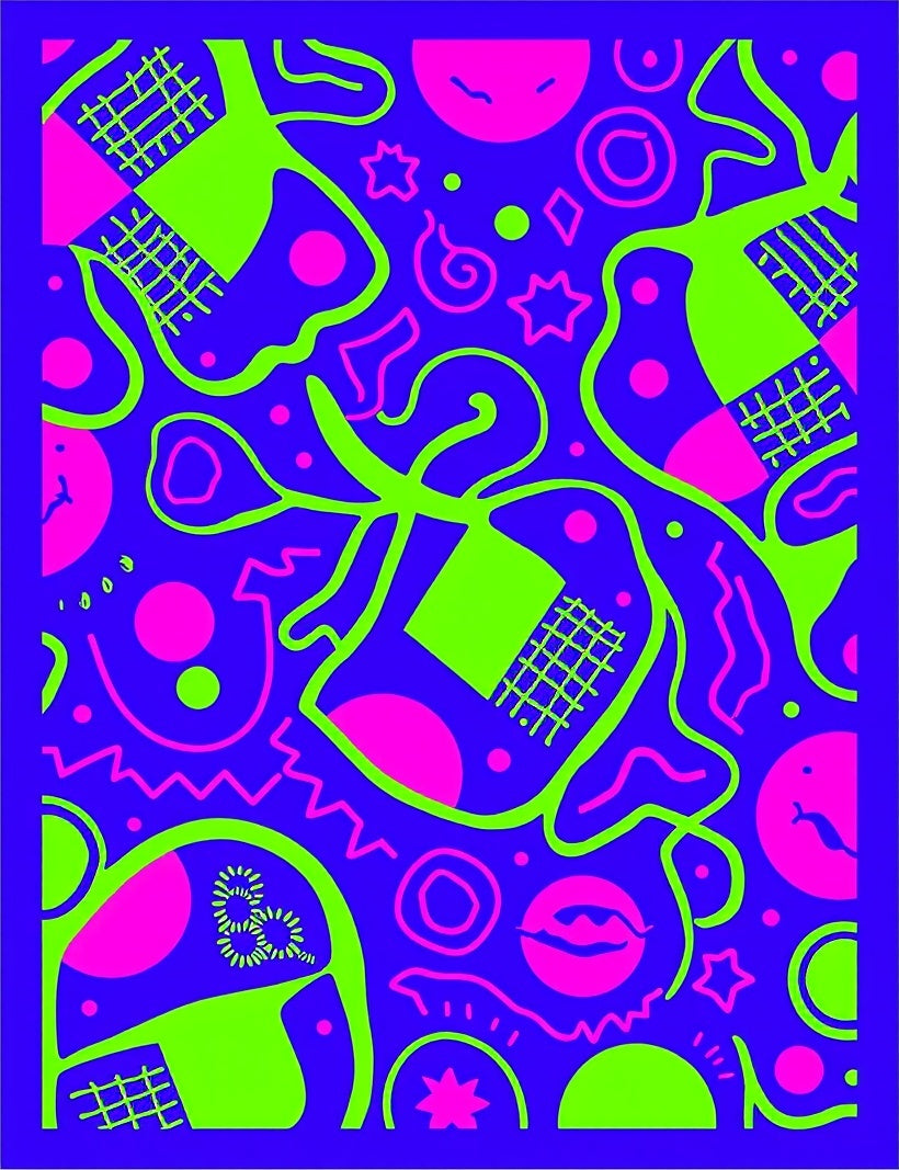 Neon Geometric Blob Collage Rug