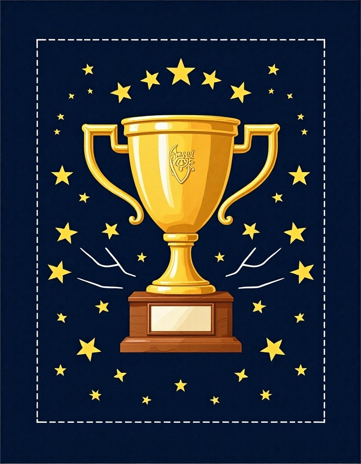 Golden Trophy Stars Night Rug