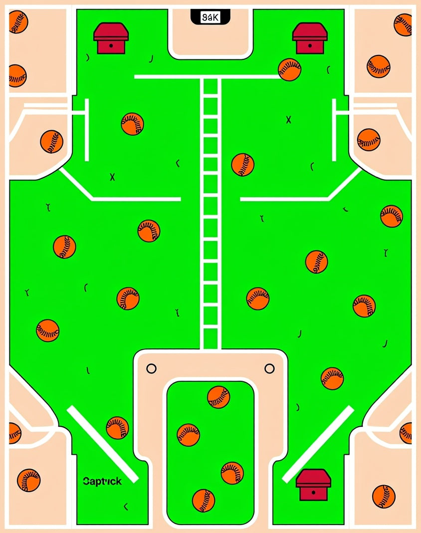 Green Baseball Field Intricate Layout Rug