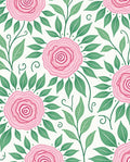 Pink Rose Garden Leafy Branch Rug