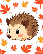 Cute Hedgehog Autumn Leaves Scatter Rug