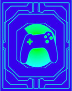 Cyberpunk Neon Game Controller Gradient Rug