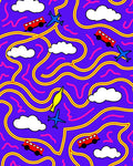 Whimsical Purple Transportation Maze Rug