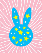 Cyan Bunny With Yellow Stars Rug