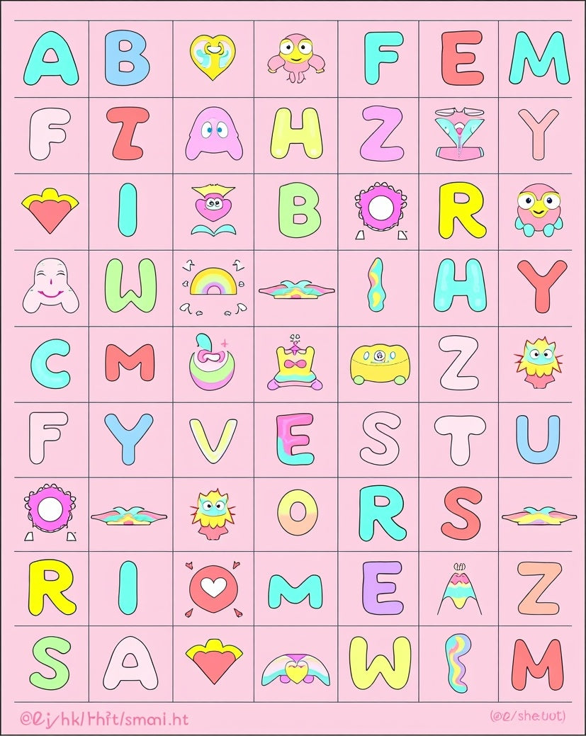 Whimsical Alphabet Monsters Pastel Rug