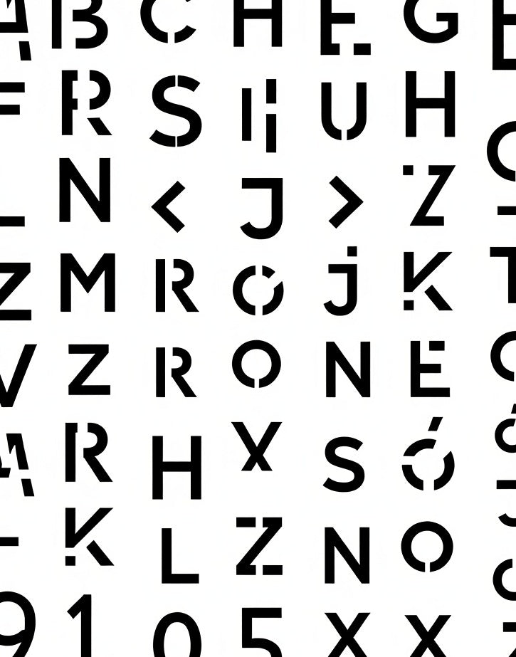 Black Stencil Alphabet Collage Rug