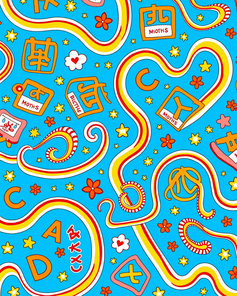 Retro Rainbow Swirls With Asian Characters Rug