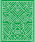 Bold Green White Linear Geometric Rug