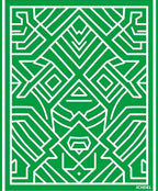 Bold Green White Linear Geometric Rug