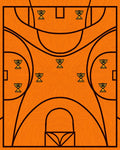 Orange Basketball Court Trophy Layout Rug