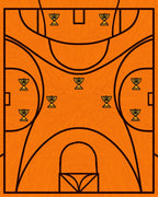 Orange Basketball Court Trophy Layout Rug
