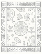 Gray Botanical Sketch Frame Rug