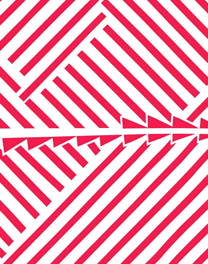 Red White Angular Strips Rug